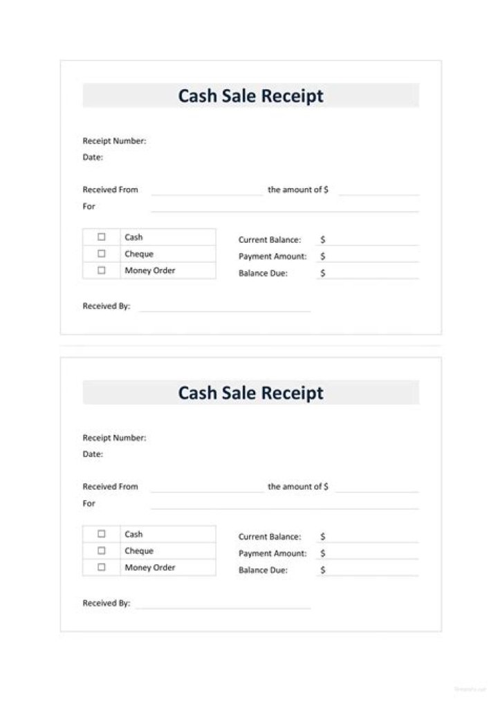 Cash Sale Receipt Template in Google Docs, Google Sheets, Excel, Word